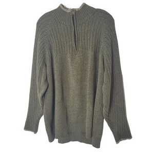 Columbia Mens Size XXL Green LS 1/4 Zip Mock‎ Neck Heavyweight Pullover Sweater